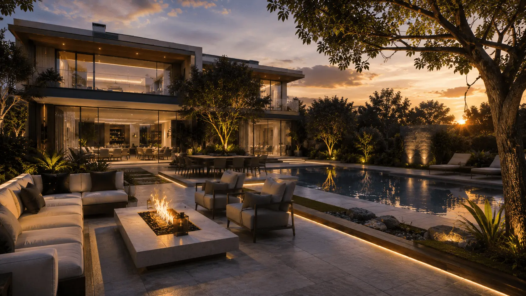 Backyard landscape render