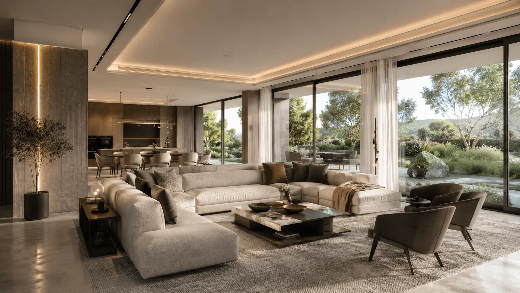 Living room architectural render