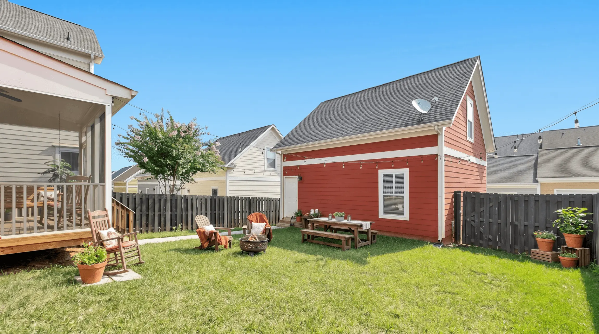 Staged backyard for listing