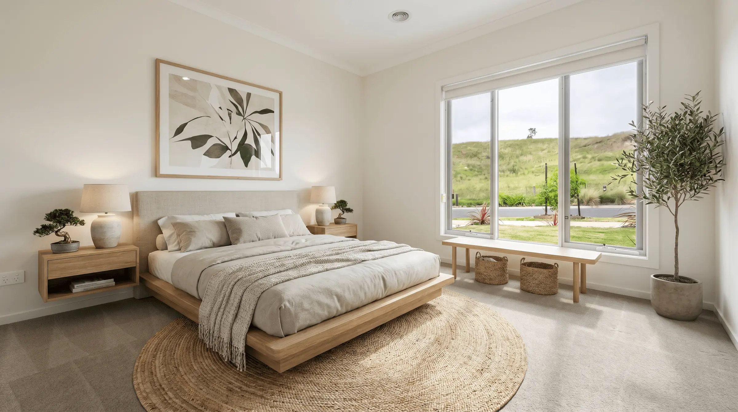 Staged bedroom for listing