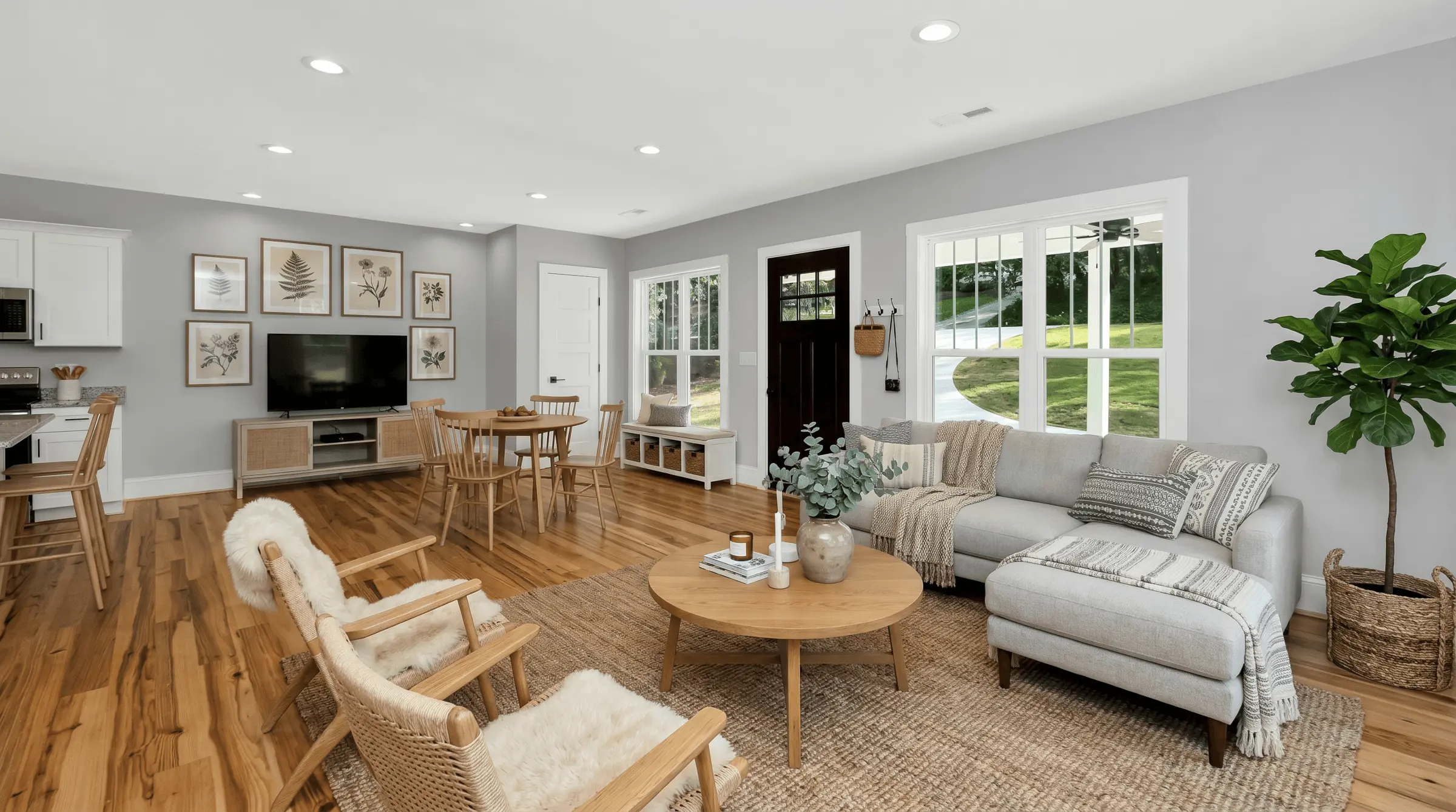 Staged living room for listing